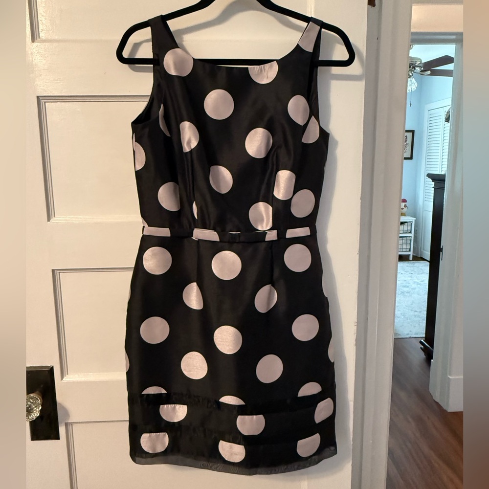 Chic Black and White Polka Dot Midi Dress
